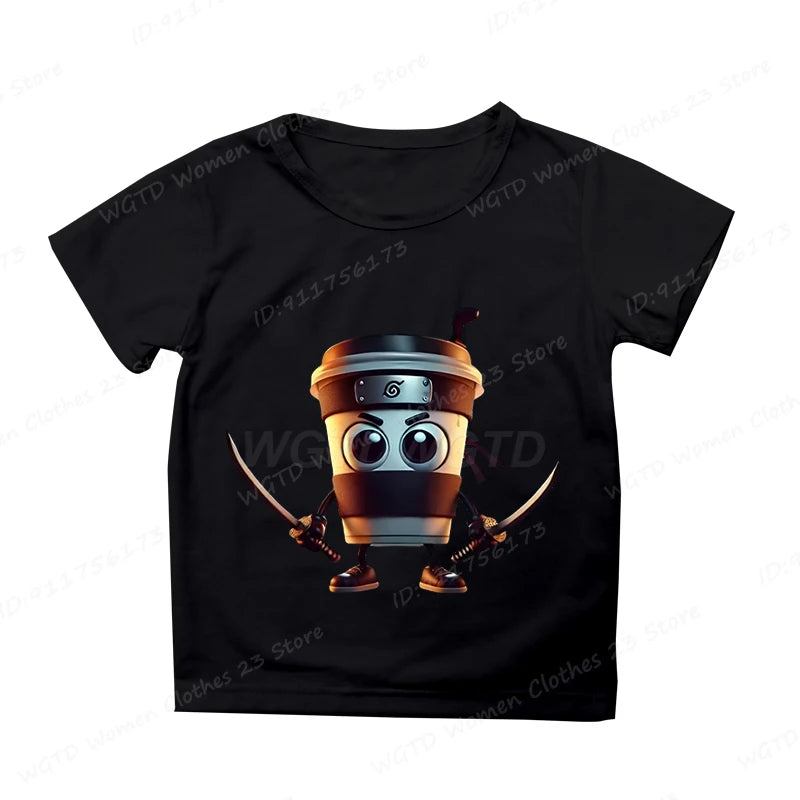Cappuccino Assassino Schwarzes Kinder-T-Shirt