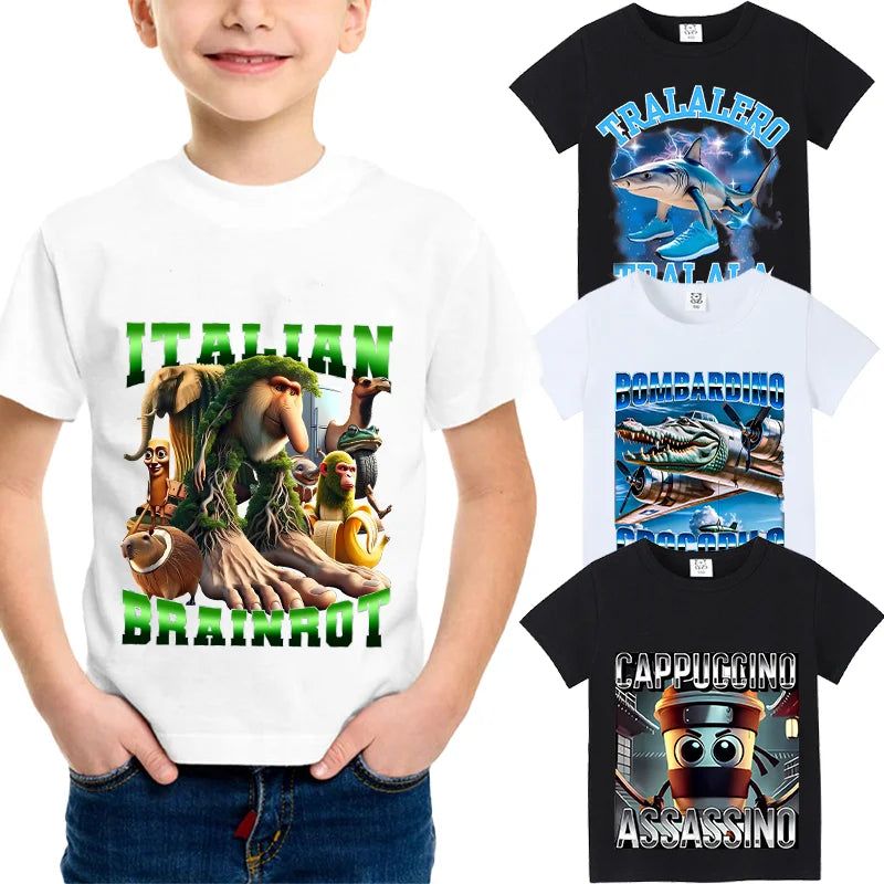 Brainrot T-Shirt Kinder – Lustiger Meme-Print