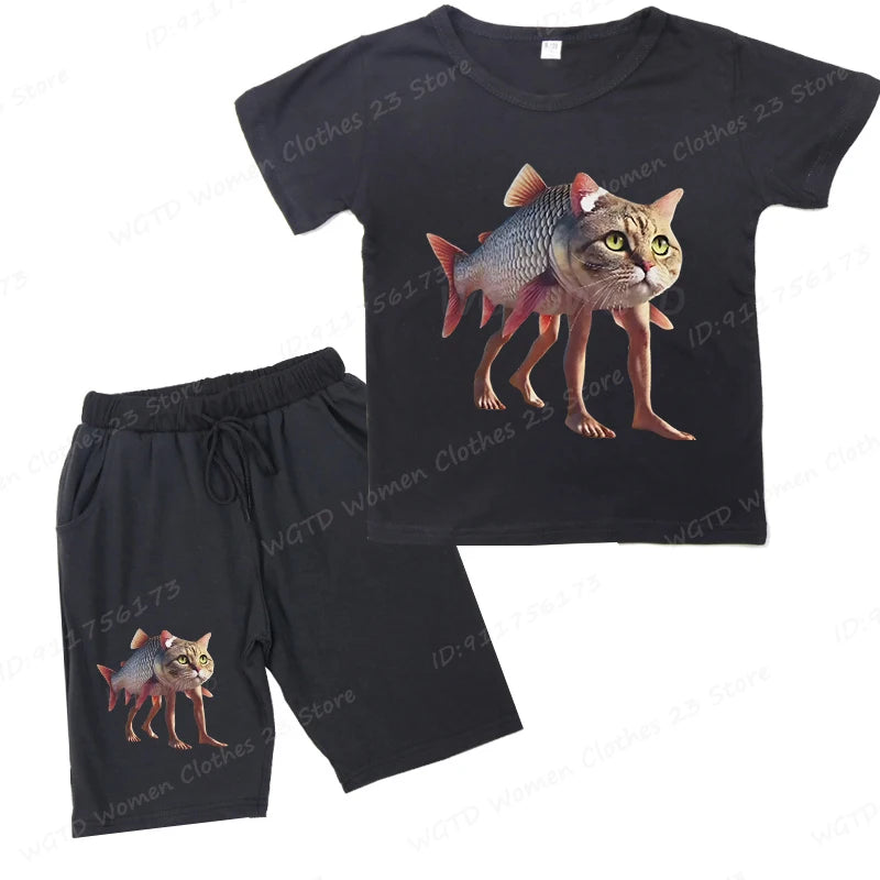 Lustiges italienisches Brainrot Kinder-Set – T-Shirt & Shorts