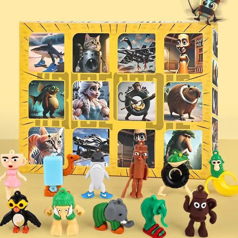 Adventskalender mit 12 Stück Italien Brainrot Figuren