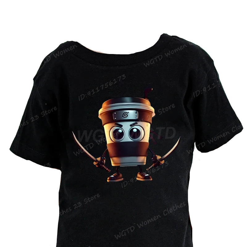 Cappuccino Assassino Schwarzes Kinder-T-Shirt