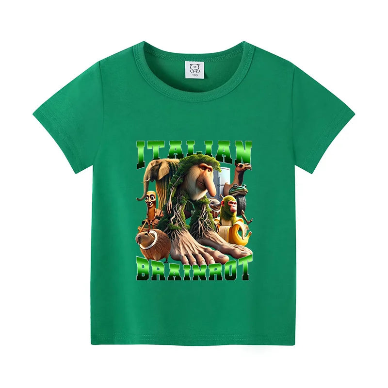 Italian Brainrot Grøn Børne-T-shirt