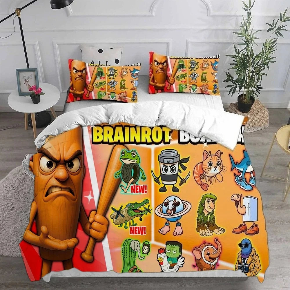 Italien Brainrot Bettwäsche – Bettbezug und Kissenbezug für Kinder
